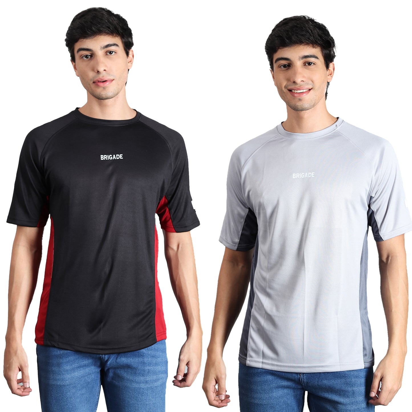 Men's Semi Oversize Fit Performance T-shirt combo pack - 2 (Black, Grey)