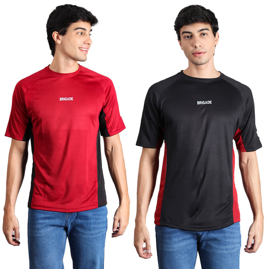 Men's Active Fit T-shirt combo pack - 2 (Red, Black)