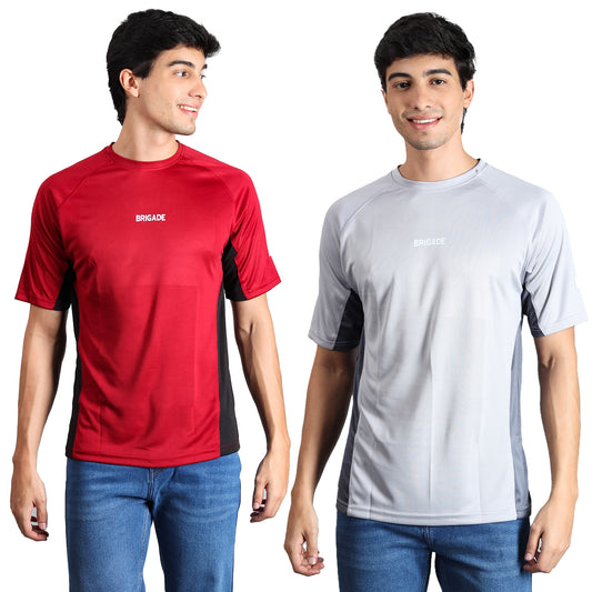 Men's Active Fit T-shirt combo pack -2 (Red, Grey)